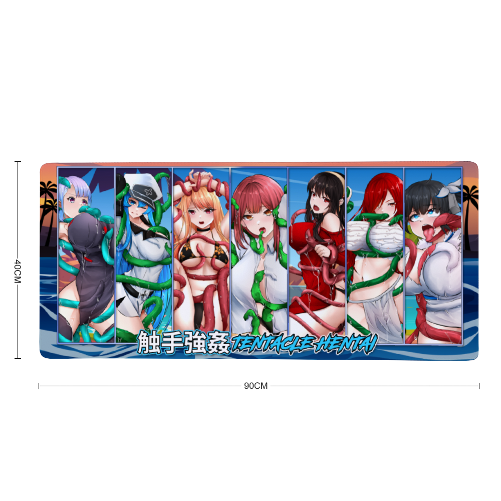 Tentacled Waifus Desk Mat 16"x35"